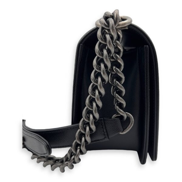 Boy Shoulder Bag Black in Caviar Leather, Ruthenium hardware - Image 4