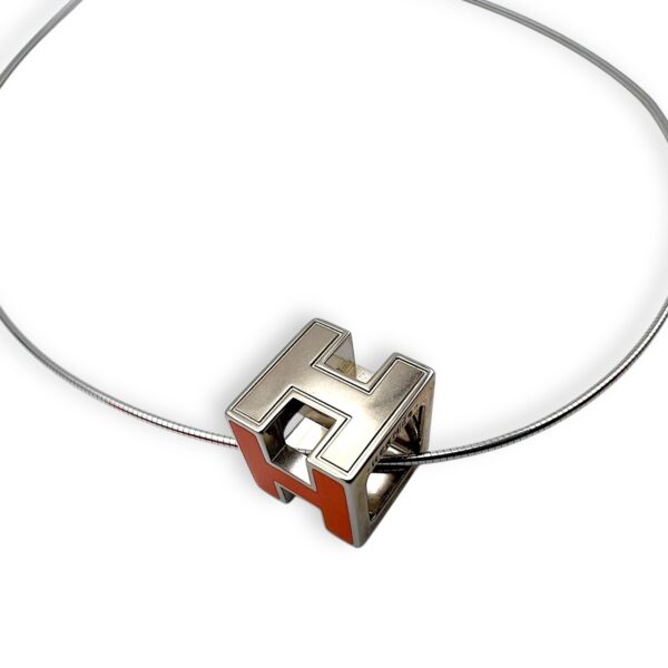 Cage H Orange Necklace in Lacquered, Silver hardware - Image 4