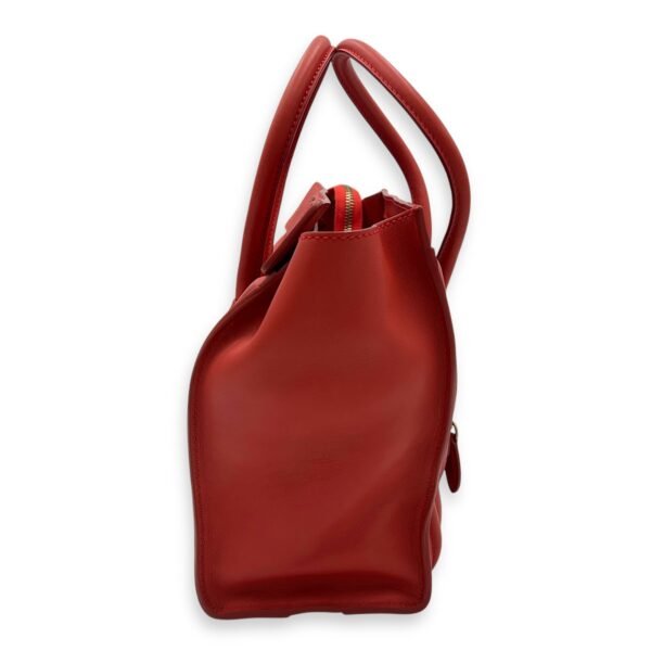 Luggage Top Handle Bag Micro Red in Calfskin, Gold hardware - Image 4