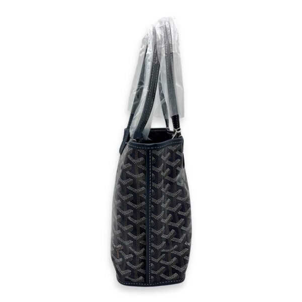 Anjou Tote Bag Blue in Coated Canvas, Silver hardware - Image 4