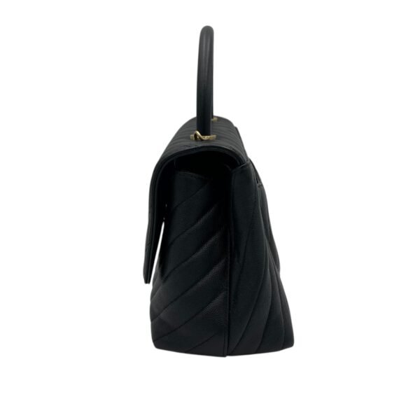 Coco Medium Black Top handle Bag in Caviar Leather, Gold hardware - Image 4