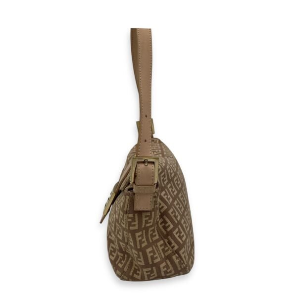 Baguette Shoulder Bag Beige in Jacquard, Gold hardware - Image 4