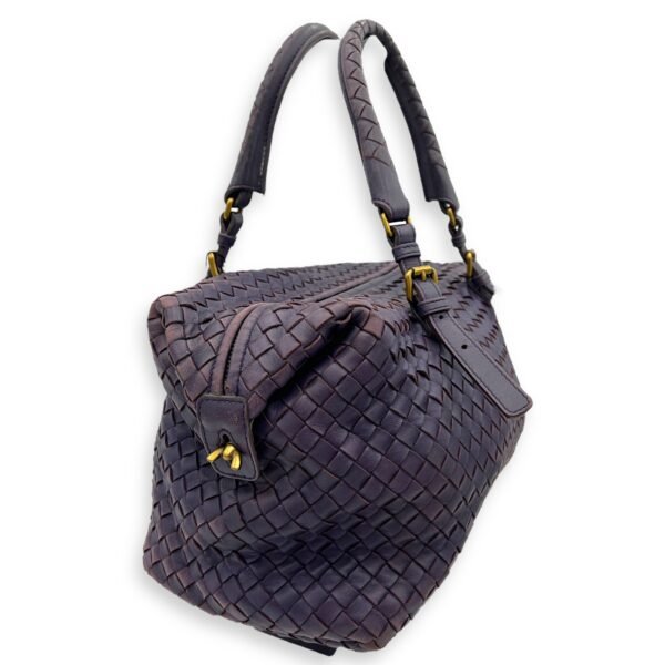 Boston Top handle bag in Intrecciato leather, Brushed Gold Hardware - Image 4