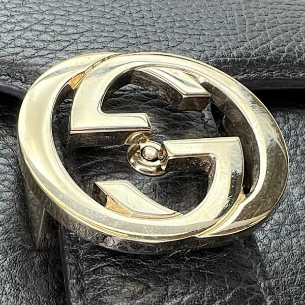 Interlocking G Black Crossbody Bag in Calfskin, Light Gold hardware - Image 6