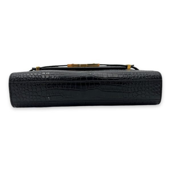 Manhattan Shoulder Bag Black in Crocodile Embossed Calfskin, Gold hardware - Image 5