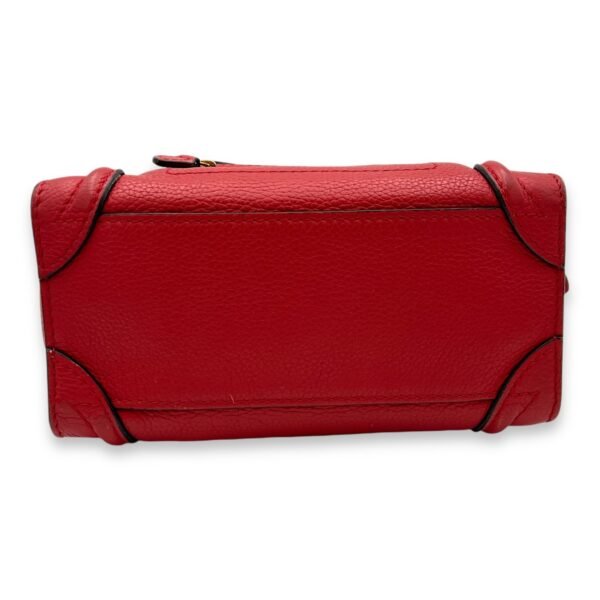 Luggage Crossbody Bag Nano Red in Calfskin, Gold hardware - Image 5