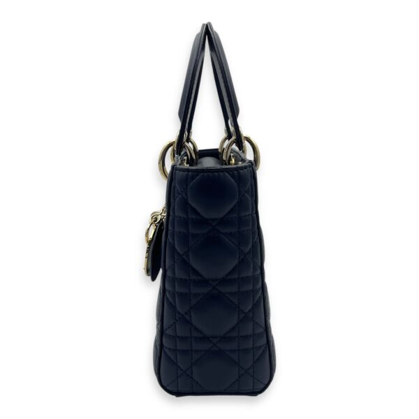 Lady Dior Small Blue Top Handle Bag in Lambskin, Gold hardware - Image 4