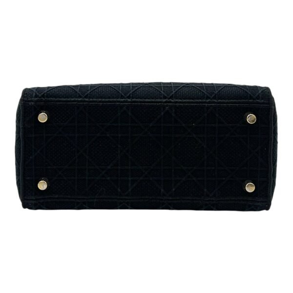 Lady D-Lite Medium Black Top Handle Bag in Canvas, Gold hardware - Image 5