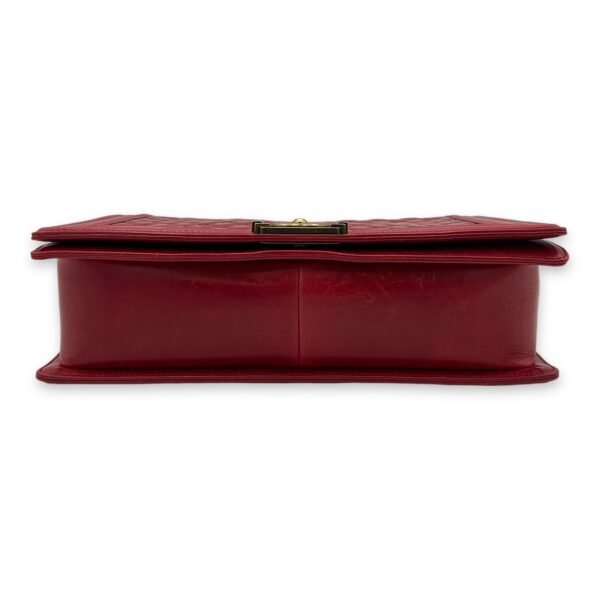Boy Shoulder Bag Large Red in Calfskin, Gold hardware - Image 5