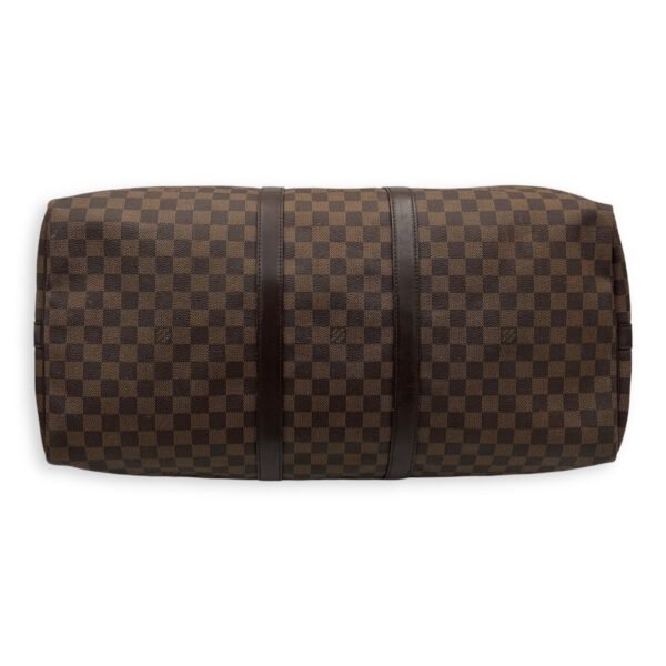 Keepall Duffle Bag 55 Damier Ebene in Coated Canvas, Gold hardware - Image 5