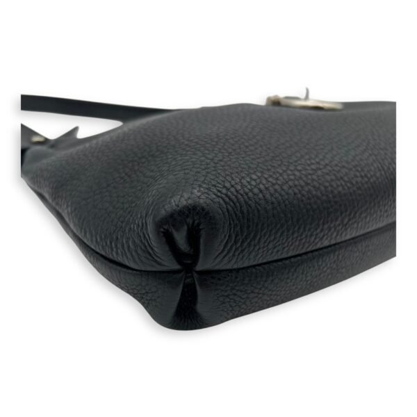 Gancini Black Shoulder Bag in Calfskin, Silver hardware - Image 11