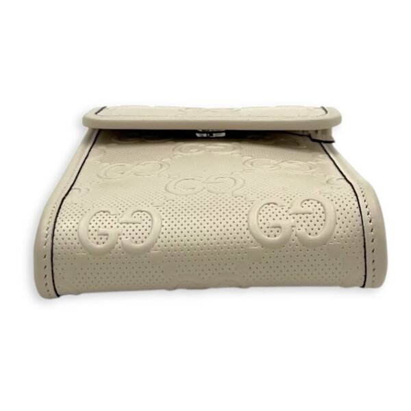 GG Crossbody Bag White in Calfskin, Silver hardware - Image 5