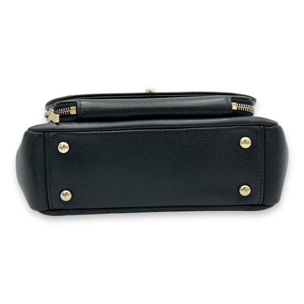Business Affinity Medium Black Top Handle Bag in Caviar Leather, Gold hardware - Image 5