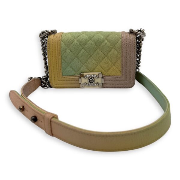 Boy Mini Multi-colour Shoulder Bag in Caviar Leather, Silver hardware - Image 4