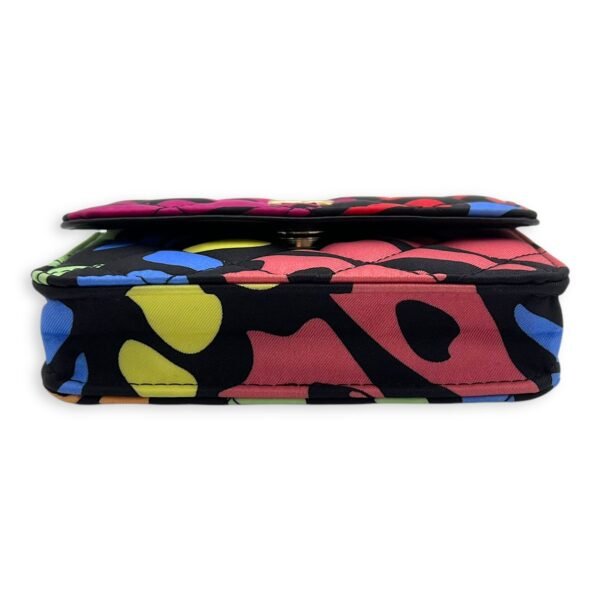 CC Floral Printed Mini Multi-colour Wallet On Chain in Fabric, Gold hardware - Image 5