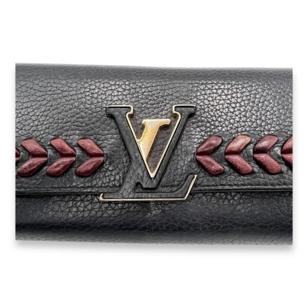 Capucines Long Black Wallet in Calfskin, Gold hardware - Image 5
