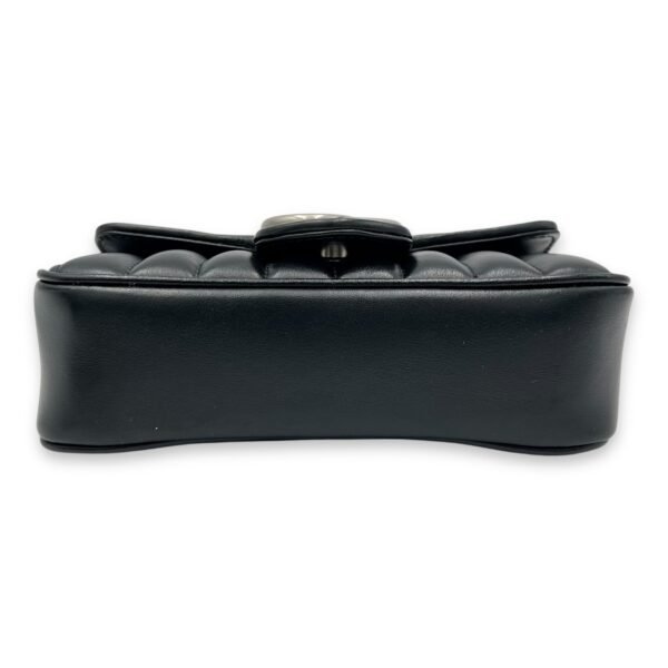 GG Marmont Super Mini Black Shoulder Bag in Calfskin, Silver hardware - Image 5