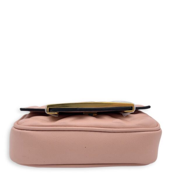 Baguette Nano Pink Wallet On Chain in Calfskin, Gold hardware - Image 5