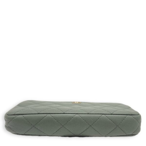 Double Zipped Green Crossbody Bag in Caviar Leather, Gold hardware - Image 7