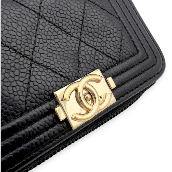 Boy Black Wallet in Caviar Leather, Gold hardware - Image 3