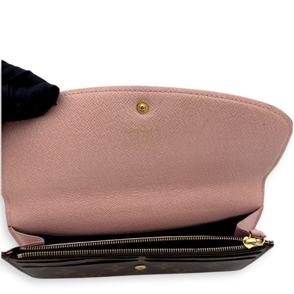 Emilie Long Brown Wallet in Monogram Coated Canvas, Gold hardware - Image 9
