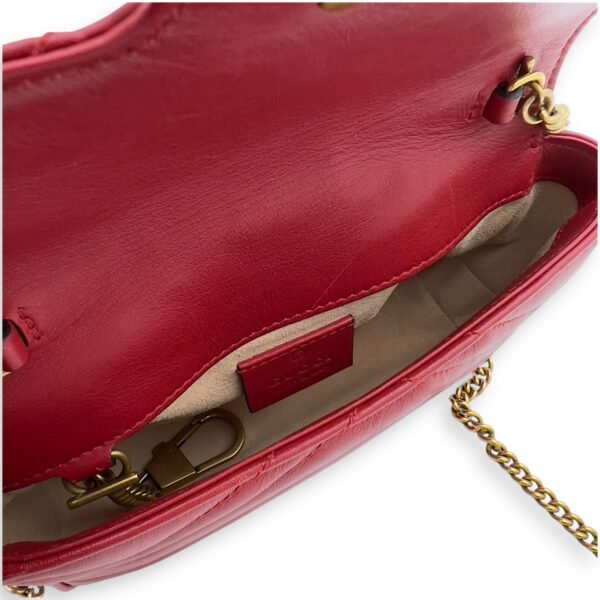 GG Marmont Crossbody Bag Mini Red in Calfskin, Gold hardware - Image 9