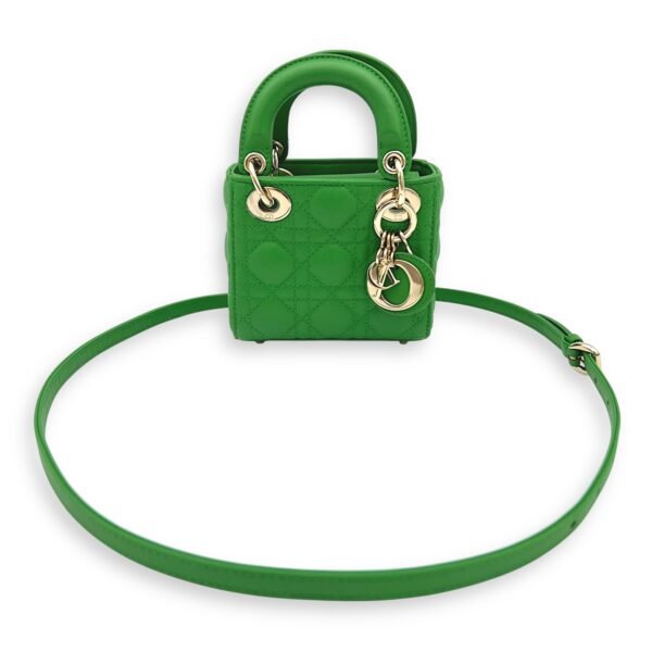 Lady Dior Top Handle Bag Micro Green in Lambskin, Gold hardware - Image 5