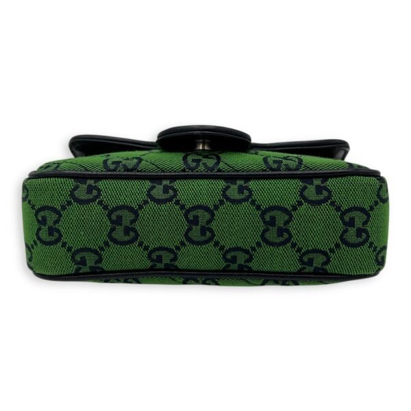 GG Marmont Super Mini Green Crossbody Bag in Canvas, Silver hardware - Image 5