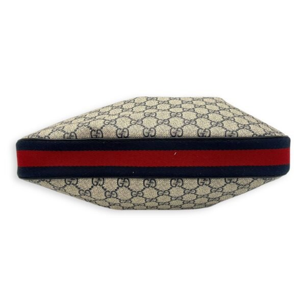 Attache Shoulder Bag Blue in Coated Canvas, Silver hardware - Image 5