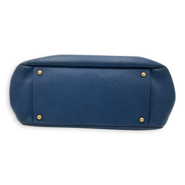 CC Lock Top Handle Bag Blue in Caviar Leather, Gold hardware - Image 5