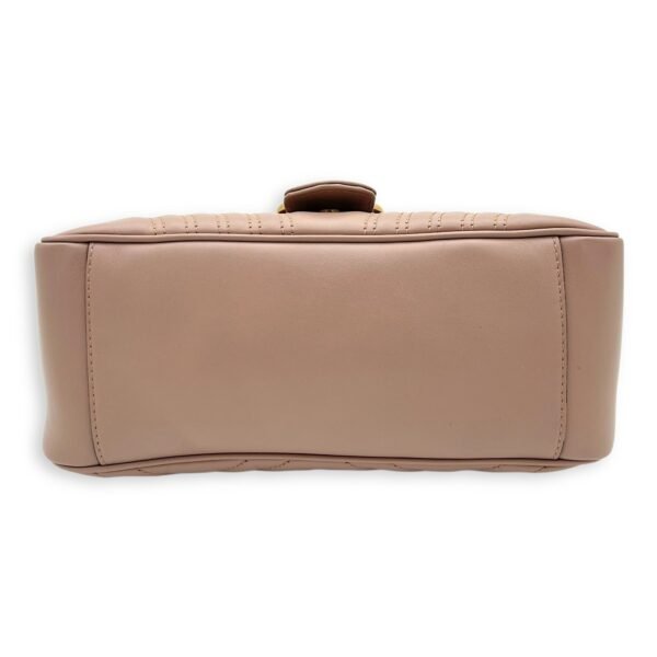 GG Marmont Top Handle Bag Beige in Calfskin, Gold hardware - Image 5