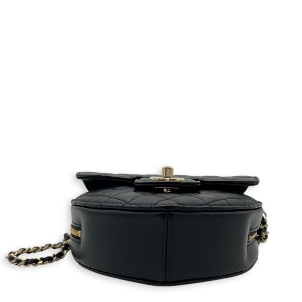 Heart Medium Black Crossbody Bag in Lambskin, Gold hardware - Image 5