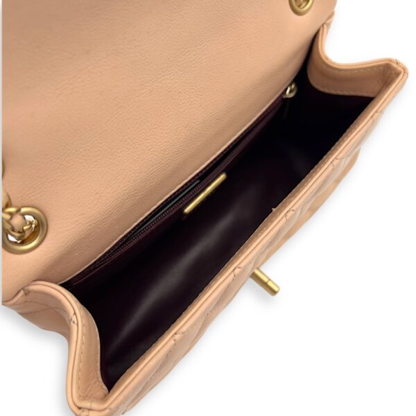 Mini Rectangle Shoulder Bag Beige in Lambskin, Gold hardware - Image 9