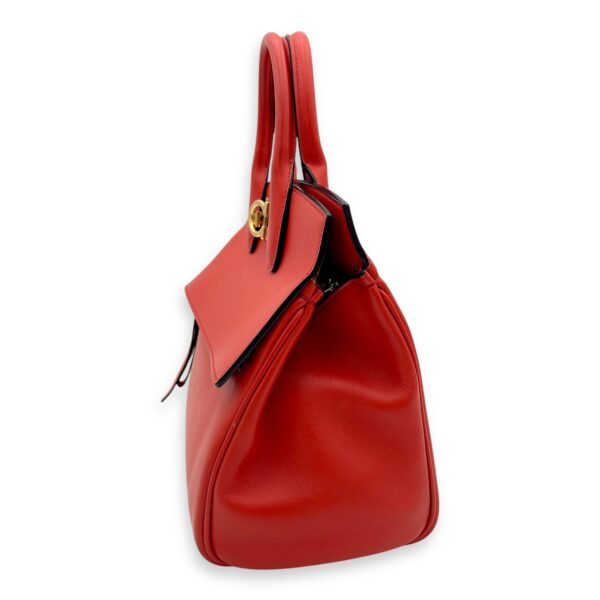 Studio Red Top Handle Bag in Calfskin, Gold hardware - Image 5