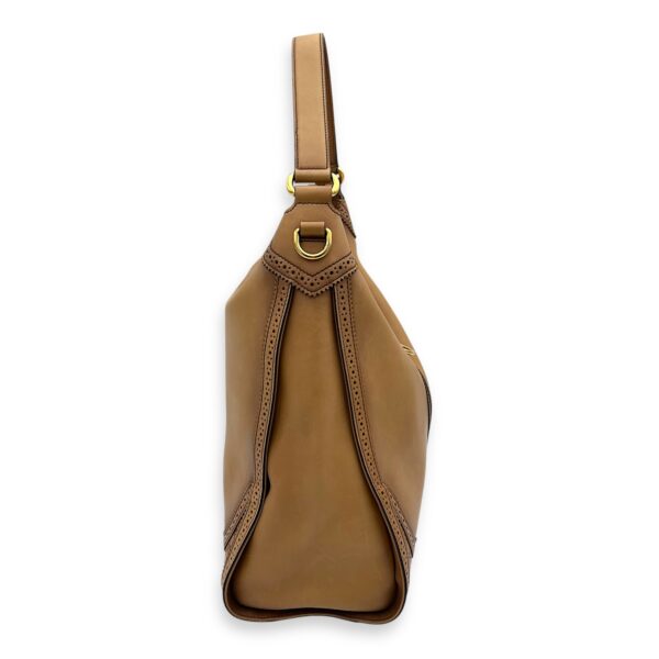 Duilio Brogue Shoulder Bag Brown in Calfskin, Gold hardware - Image 9