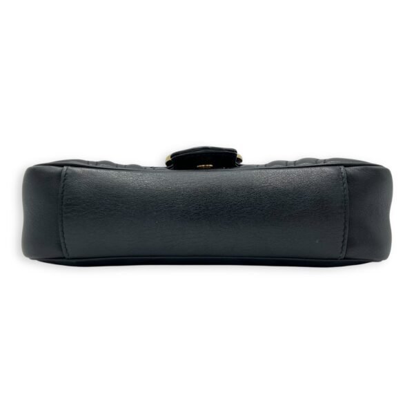 GG Marmont Mini Black Shoulder Bag in Calfskin, Gold hardware - Image 5