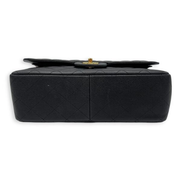 Classic Double Flap Jumbo Black Shoulder Bag in Caviar Leather, Gold hardware - Image 5