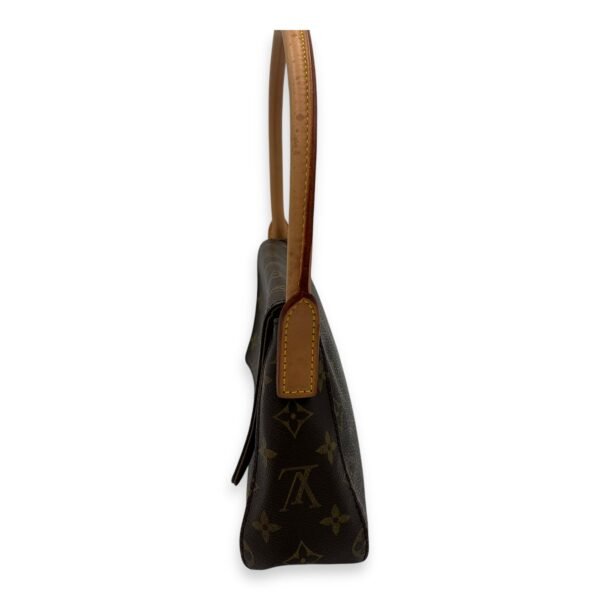 Looping Mini Brown Shoulder Bag in Monogram Coated Canvas, Gold hardware - Image 5
