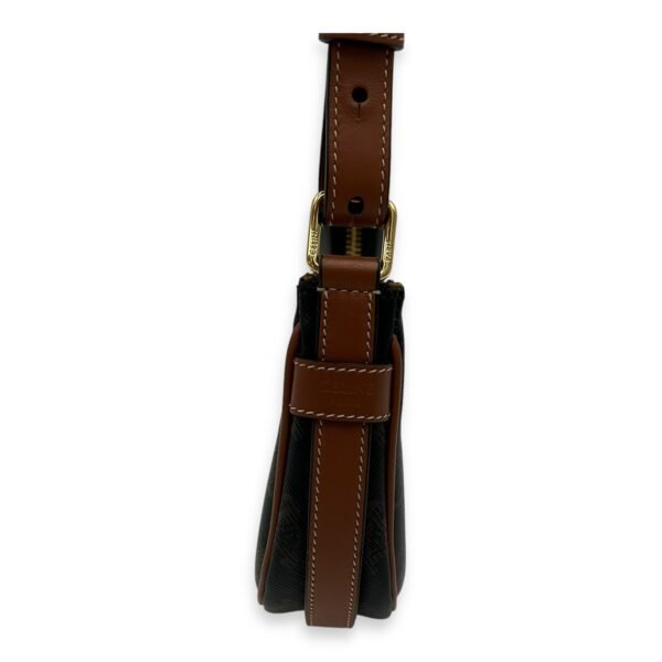 Ava Mini Brown Shoulder Bag in Coated Canvas, Gold hardware - Image 5