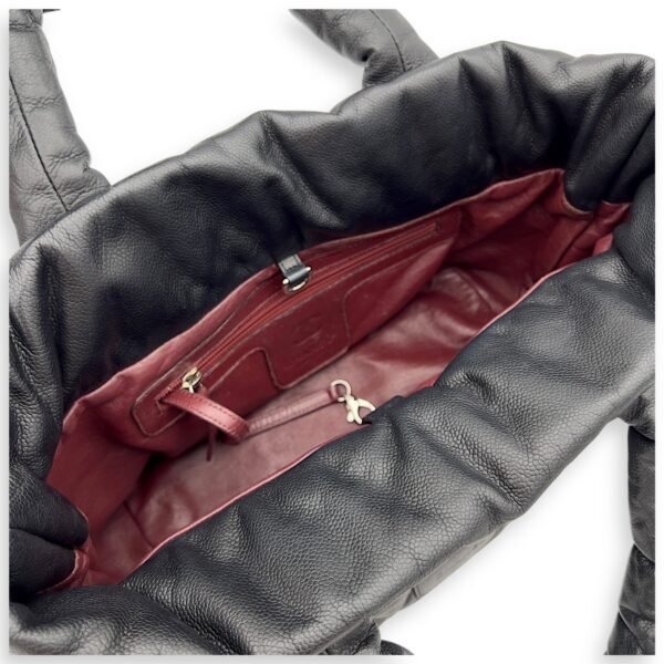 Cocoon Black Tote Bag in Caviar Leather, Silver hardware - Image 6