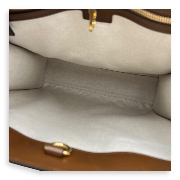 Interlocking G Brown Top Handle Bag in Coated Canvas, Gold hardware - Image 6