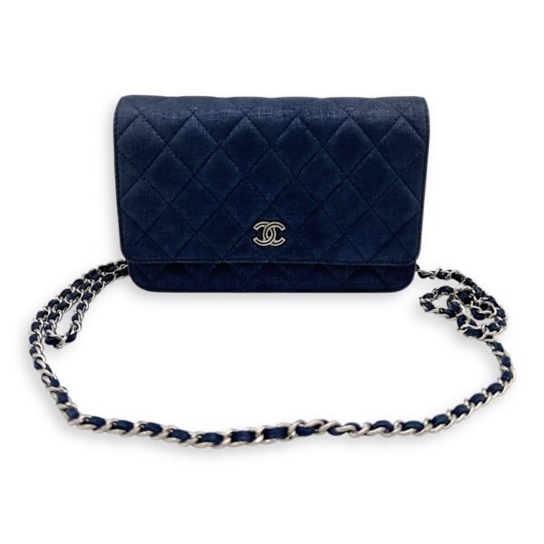 CC Blue Wallet On Chain in Nubuck, Silver hardware - Image 7