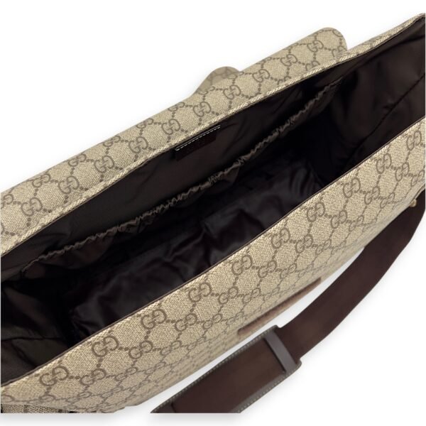 GG Supreme Diaper Bag Brown in Coated Canvas, Gold hardware - Image 7