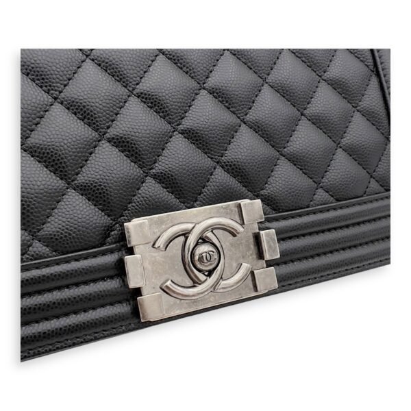 Boy Shoulder Bag Black in Caviar Leather, Ruthenium hardware - Image 3