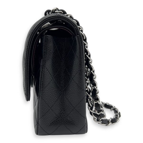 Classic Shoulder Bag Black in Caviar Leather, Silver hardware - Image 5