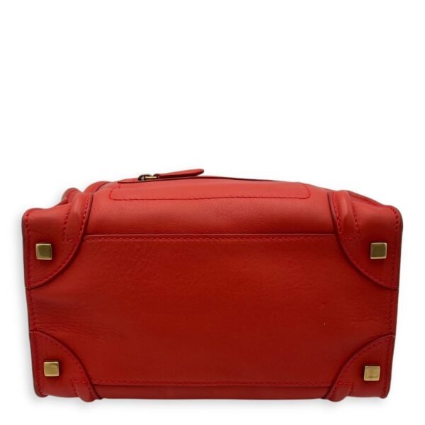 Luggage Top Handle Bag Micro Red in Calfskin, Gold hardware - Image 5