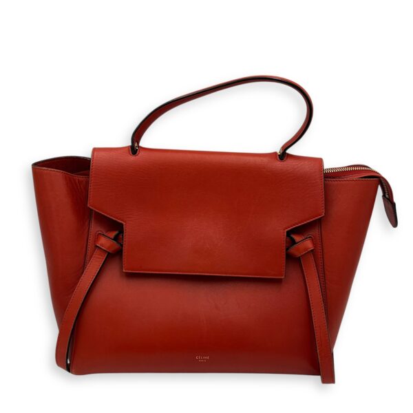 Belt Mini Red Top Handle Bag in Calfskin, Gold hardware - Image 2