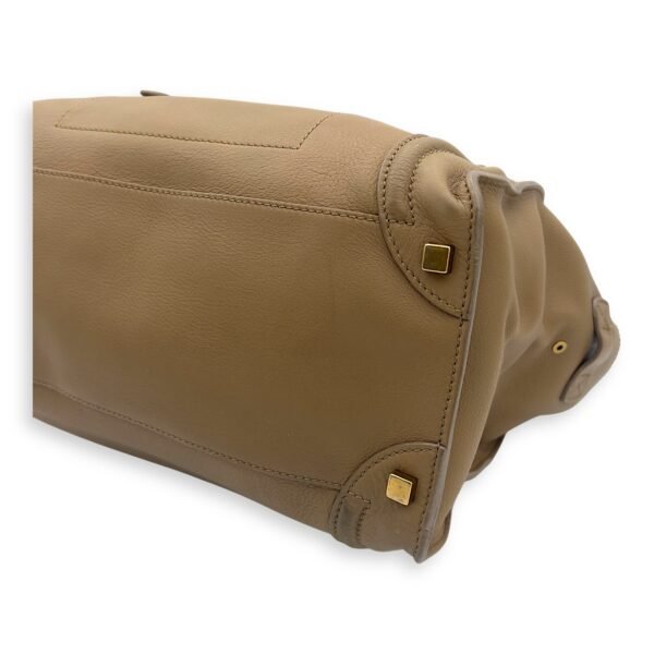 Luggage Shoulder Bag Beige in Calfskin, Gold hardware - Image 7