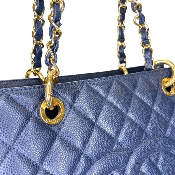GST Medium Blue Tote Bag in Caviar Leather, Gold hardware - Image 6