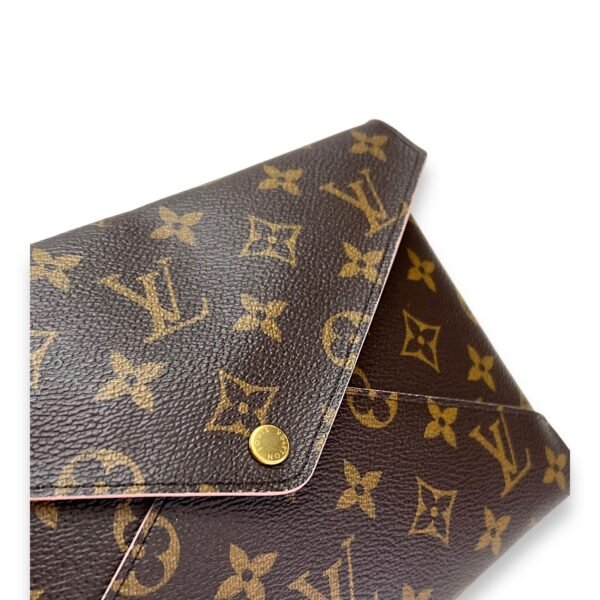 Kirigami Pouch Brown in Monogram Coated Canvas, Gold hardware - Image 6